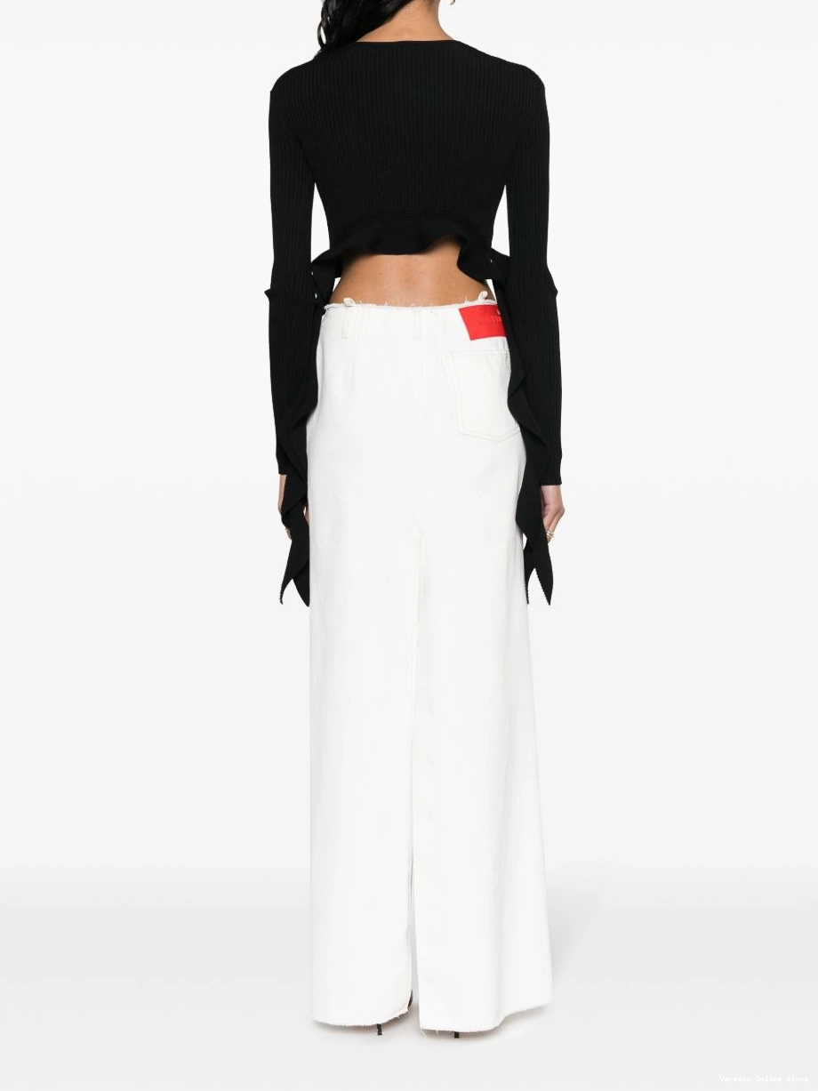 Cheap Couture Versace top ribbed-knit cropped Women ruffled Jeans 0630